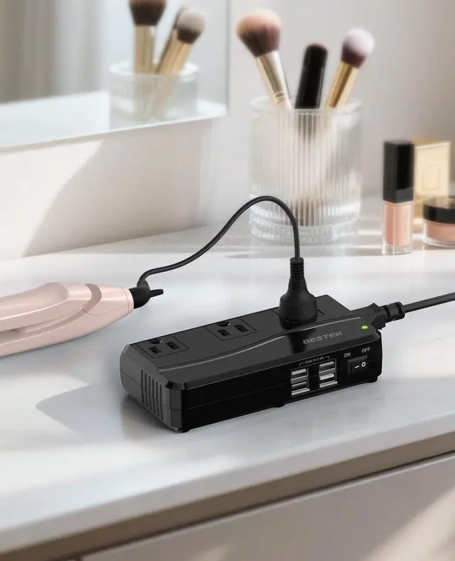 Alt view image 5 of 7 - Universal Travel Adapter 220V to 110V Voltage Converter with 6A 4-Port USB Charging and UK/AU/US/EU Worldwide Plug Adapter (Black)