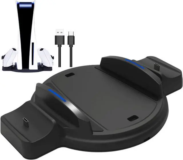 Main image of PS5 Stand - Vertical Stand for PS5 Console, DualSense Charging Station Dock with LED Indicator and USB-C Charger Cord - Black