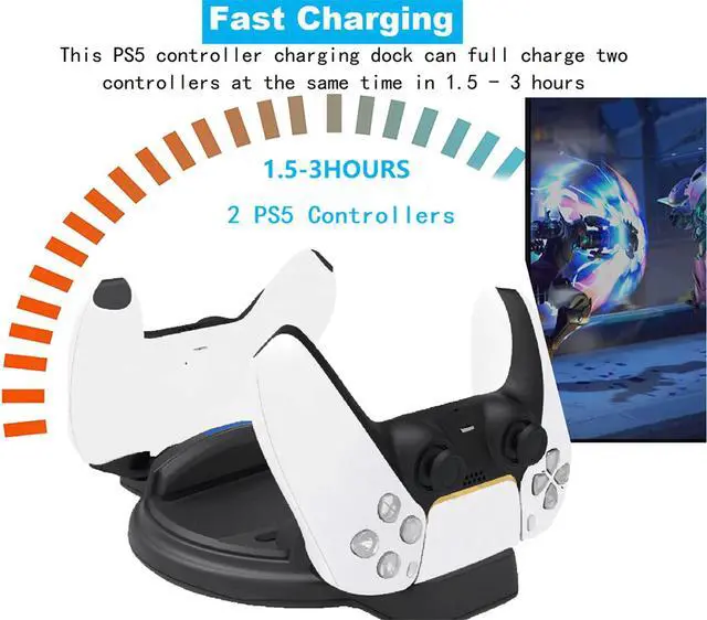 Alt view image 4 of 7 - PS5 Stand - Vertical Stand for PS5 Console, DualSense Charging Station Dock with LED Indicator and USB-C Charger Cord - Black