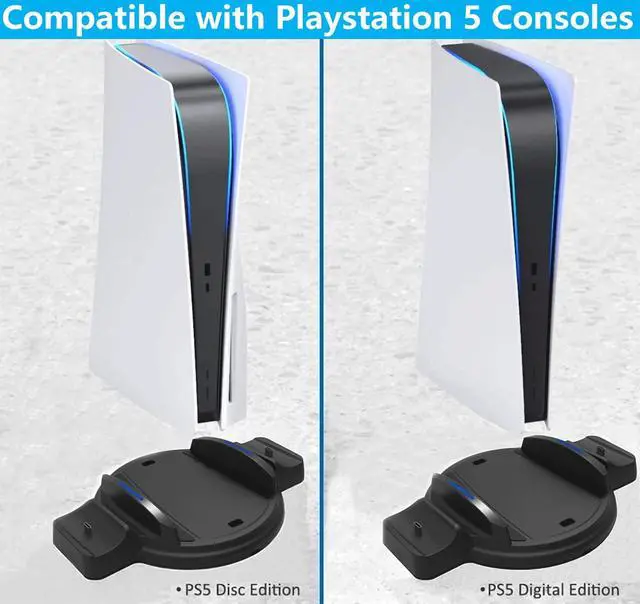 Alt view image 3 of 7 - PS5 Stand - Vertical Stand for PS5 Console, DualSense Charging Station Dock with LED Indicator and USB-C Charger Cord - Black