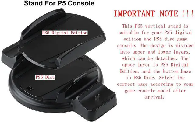 Alt view image 7 of 7 - PS5 Stand - Vertical Stand for PS5 Console, DualSense Charging Station Dock with LED Indicator and USB-C Charger Cord - Black