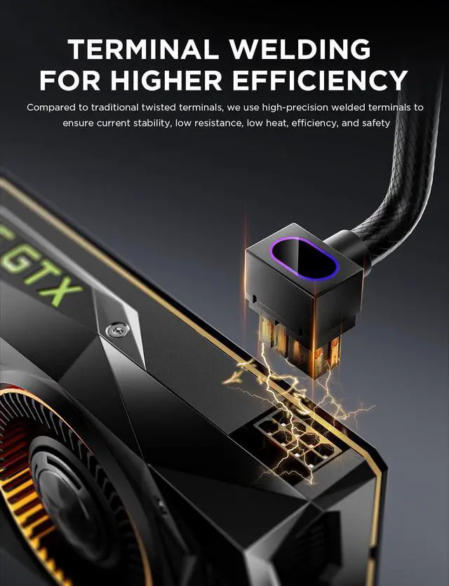 Alt view image 6 of 7 - Hydrus-8PIN GPU PSU Extension Cable ARGB Light, Copper Wire Power Extension Cable Integrated Minimalist Design, 2000W Power (Whole Set), PC Power Cord for GPU Cable Management & DIY