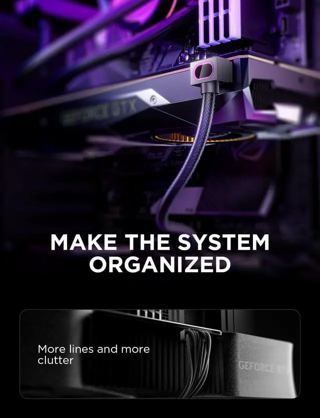 Alt view image 4 of 7 - Hydrus-8PIN GPU PSU Extension Cable ARGB Light, Copper Wire Power Extension Cable Integrated Minimalist Design, 2000W Power (Whole Set), PC Power Cord for GPU Cable Management & DIY