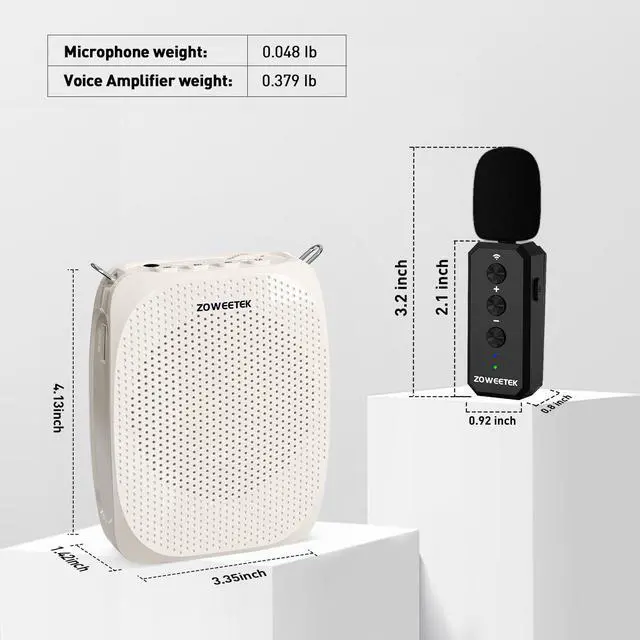 Alt view image 4 of 7 - Voice Amplifier with 2025 New Wireless Lavalier Lapel Microphone,Personal Teacher Microphone,Portable Speaker Clip On Microphone,Mini Voice Amplifier for Speech,Meeting,Yoga(Pearl White)