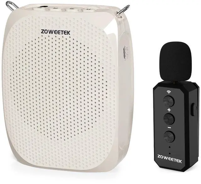 Main image of Voice Amplifier with 2025 New Wireless Lavalier Lapel Microphone,Personal Teacher Microphone,Portable Speaker Clip On Microphone,Mini Voice Amplifier for Speech,Meeting,Yoga(Pearl White)
