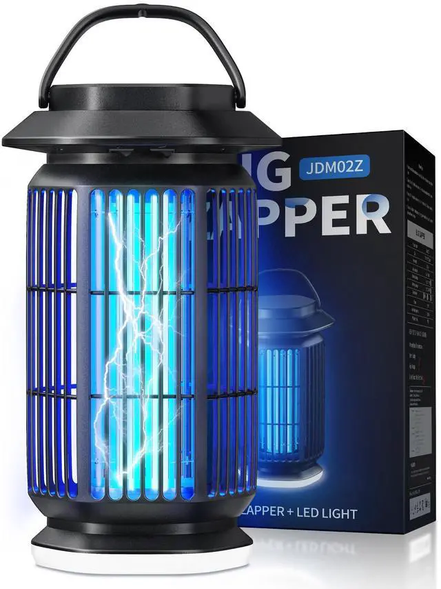 Main image of Bug Zapper Outdoor, 4000V Electric Mosquito Zapper, Fly Killer with Built-in Night Light, Insect Fly Trapper with Waterproof ABS Shell for Home, Patio & Garden, Indoor/Outdoor Use, Black