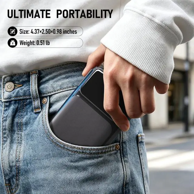 Alt view image 7 of 7 - Portable Charger with Wall Plug, 38800mAh Power Bank 22.5W Fast Charging, Built-in Lightning & USB-C Cables, Plug in Portable Charger for Android Samsung iPhone, 4-in-1 Travel Charger