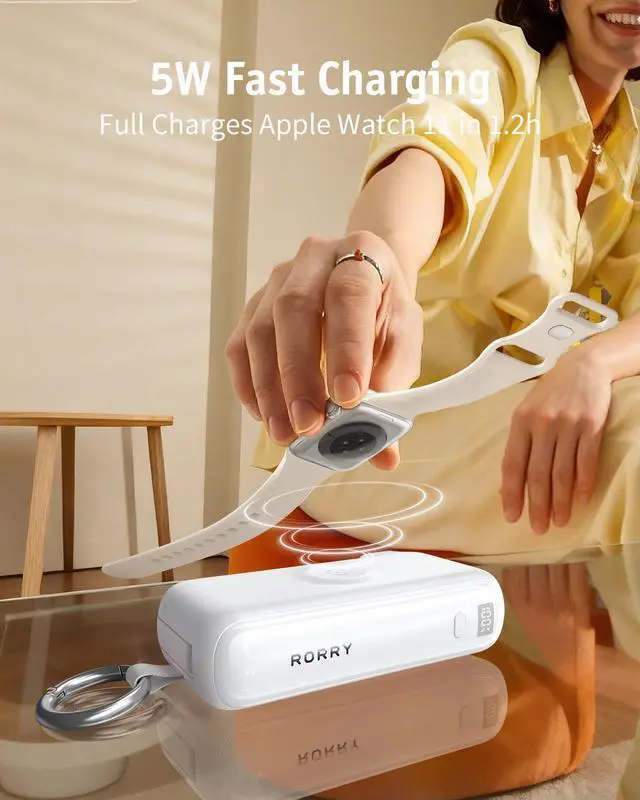 Alt view image 5 of 7 - Flow Portable Charger, 10000mAh 40W Fast Charging Power Bank with Built-in USB C Cable and Foldable Wall Plug, Battery Pack Travel Essentials for iPhone 17/16/15, Apple Watch, iPad, MacBook