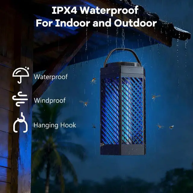 Alt view image 6 of 7 - Bug Zapper Outdoor Indoor, 2 in 1 Rechargeable Mosquito Zapper with 8000mAh Battery and LED Light, USB Charging Electric Fly Zapper, Portable Fly Trap Mosquito Killer for Patio Backyard, Garden
