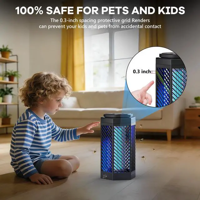 Alt view image 7 of 7 - Bug Zapper Outdoor Indoor, 2 in 1 Rechargeable Mosquito Zapper with 8000mAh Battery and LED Light, USB Charging Electric Fly Zapper, Portable Fly Trap Mosquito Killer for Patio Backyard, Garden
