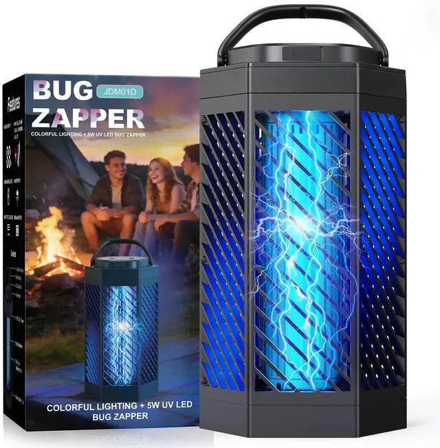 Main image of Bug Zapper Outdoor Indoor, 2 in 1 Rechargeable Mosquito Zapper with 8000mAh Battery and LED Light, USB Charging Electric Fly Zapper, Portable Fly Trap Mosquito Killer for Patio Backyard, Garden