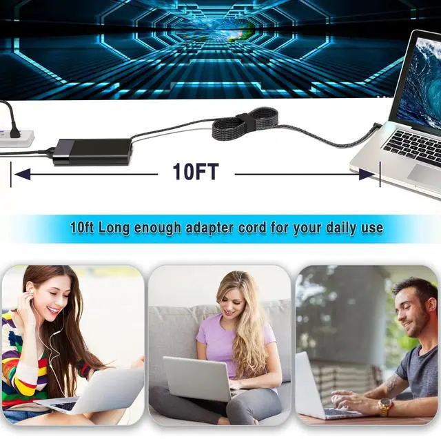 Alt view image 6 of 7 - 200W Laptop Charger Compatible with HP Pavilion Gaming 15 16 17 15t 17t ZBook Fury Create Studio 15 17 G3 G4 G5 G6 G7 G8 Envy 15 2020 TPN-DA10 L00818-850 Power Supply Cord AC Adapter