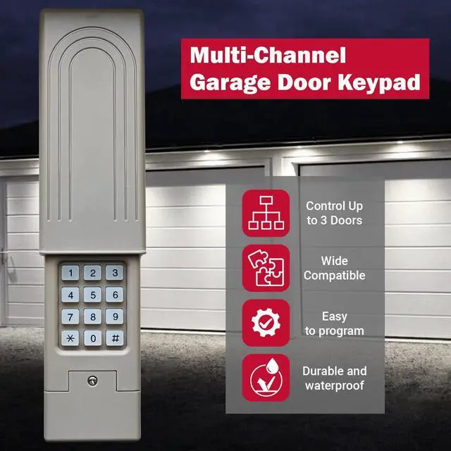 Alt view image 6 of 7 - 387LM Universal Garage Door Opener Keypad for Liftmaster Chamberlain Craftsman Genie Openers, Replaces KLIK2U G940EV-P2 GK-R OKP-BX 877MAX 878MAX 877LM 66LM CMXZDCG440 (Nardo Grey)