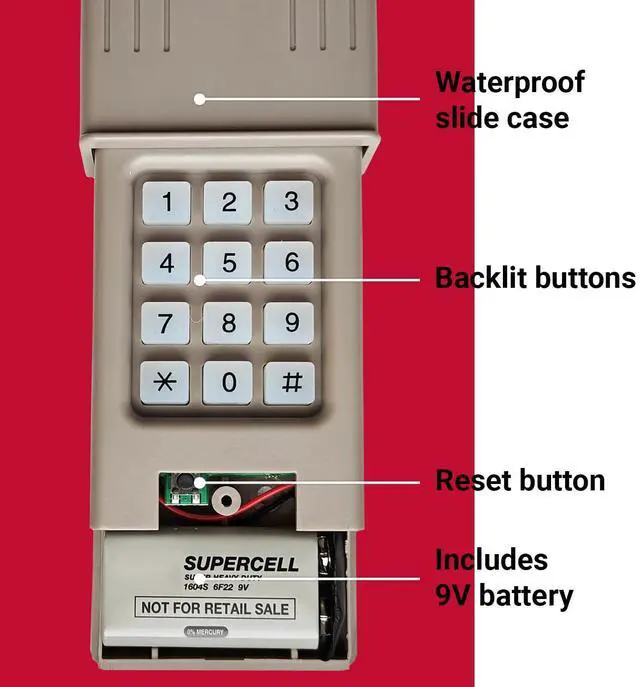 Alt view image 5 of 7 - 387LM Universal Garage Door Opener Keypad for Liftmaster Chamberlain Craftsman Genie Openers, Replaces KLIK2U G940EV-P2 GK-R OKP-BX 877MAX 878MAX 877LM 66LM CMXZDCG440 (Nardo Grey)