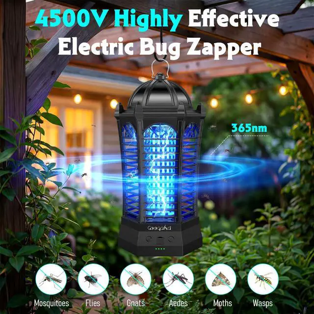 Alt view image 4 of 7 - Bug Zapper Outdoor 2026, 4500V 3-in-1 Rechargeable Bug Zapper Waterproof