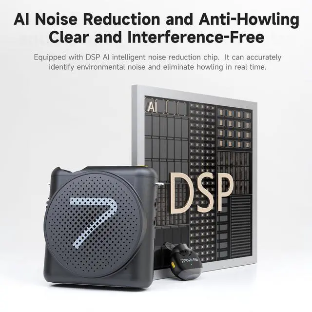 Alt view image 3 of 7 - WA2 Wireless Voice Amplifier for Teachers with Magnetic Lavalier Mic, Wireless Portable Amplifier with Noise Canceling, Mini Voice Amplifier for Classroom, Meeting, Training, Speech (Black)