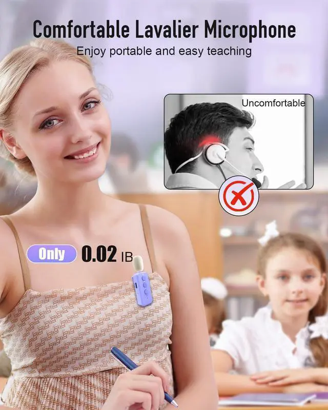 Alt view image 4 of 7 - 35W Voice Amplifier with Wireless Lavalier Microphone, Bluetooth Voice Amplifier for Teachers, Portable Speaker with Microphone for Classroom Meeting Training, Pearl Chain Design