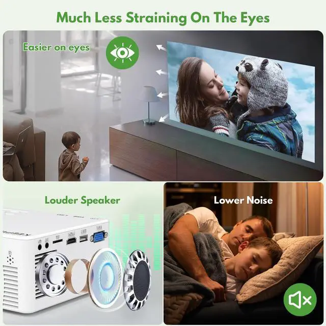 Alt view image 7 of 7 - Mini Projector with WiFi and Bluetooth, 1080P Supported Outdoor Movie Projector, Compatible with Android/iOS/Windows/TV Stick/HDMI/USB