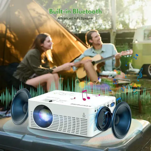 Alt view image 5 of 7 - Mini Projector with WiFi and Bluetooth, 1080P Supported Outdoor Movie Projector, Compatible with Android/iOS/Windows/TV Stick/HDMI/USB
