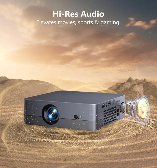 Alt view image 3 of 5 - Mini Projector with WiFi and Bluetooth, Native 1080P Portable Outdoor Movie Short Throw Projector with Android 14, Built-in Speaker, Compatible with Smartphone, Fire TV Stick, HDMI/USB
