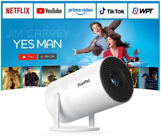 Main image of Bone white Projector & Built-in AppsMini Projector with Wi-Fi and Bluetooth, Full HD 1080P Smart Portable Projector with 210° Stand, Auto Vertical Keystone, Compatible with HDMI/USB/TV Stick