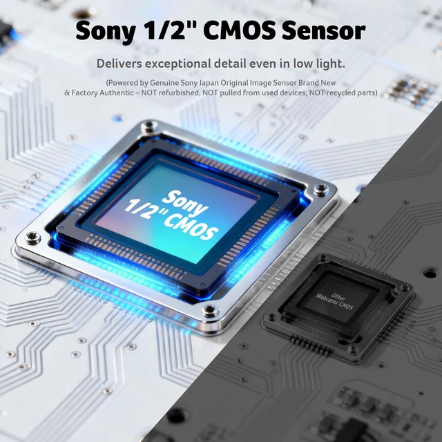 Alt view image 2 of 7 - 4K Webcam for PC/Mac with All-Metal Unibody Sculpted, Sony 1/2" Sensor, PDAF, 2 Noise Reduction Mics, Privacy Cover, Lightweight, Fast Cooling, Streaming Camera for Live Meeting Commerce Gaming