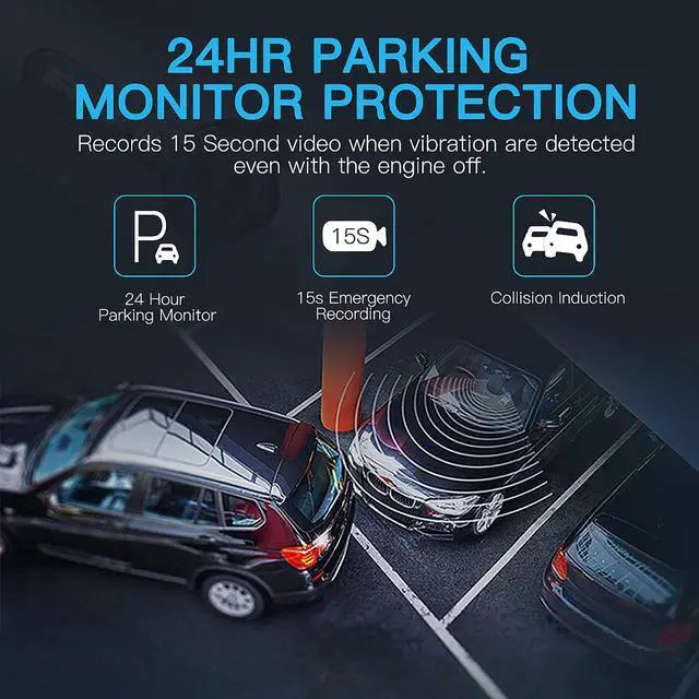 Alt view image 5 of 7 - Dash Camera, 3 Channel Dash Cam Front and Rear, Full HD Dash Camera for Cars with 64G SD Card Car Dashboard Camera Recorder with 2'' IPS Screen 170°Wide Angle,WDR G-Sensor Parking Mode