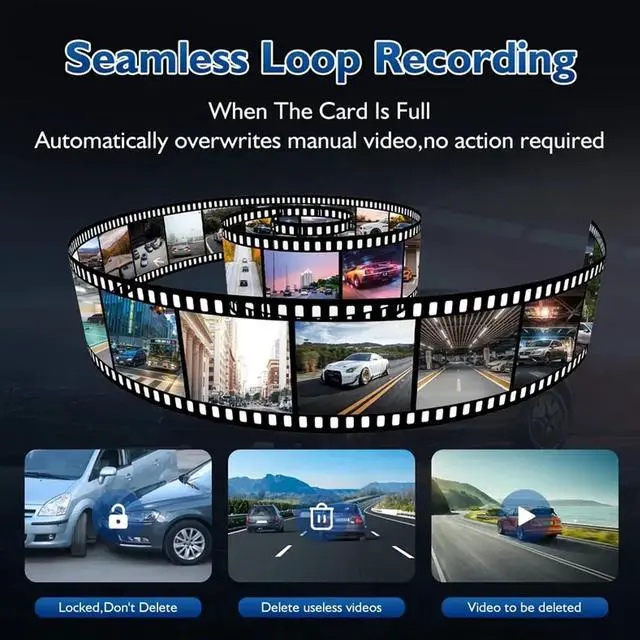 Alt view image 7 of 7 - Dash Camera, 3 Channel Dash Cam Front and Rear, Full HD Dash Camera for Cars with 64G SD Card Car Dashboard Camera Recorder with 2'' IPS Screen 170°Wide Angle,WDR G-Sensor Parking Mode
