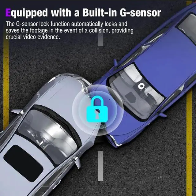 Alt view image 6 of 7 - Dash Camera, 3 Channel Dash Cam Front and Rear, Full HD Dash Camera for Cars with 64G SD Card Car Dashboard Camera Recorder with 2'' IPS Screen 170°Wide Angle,WDR G-Sensor Parking Mode