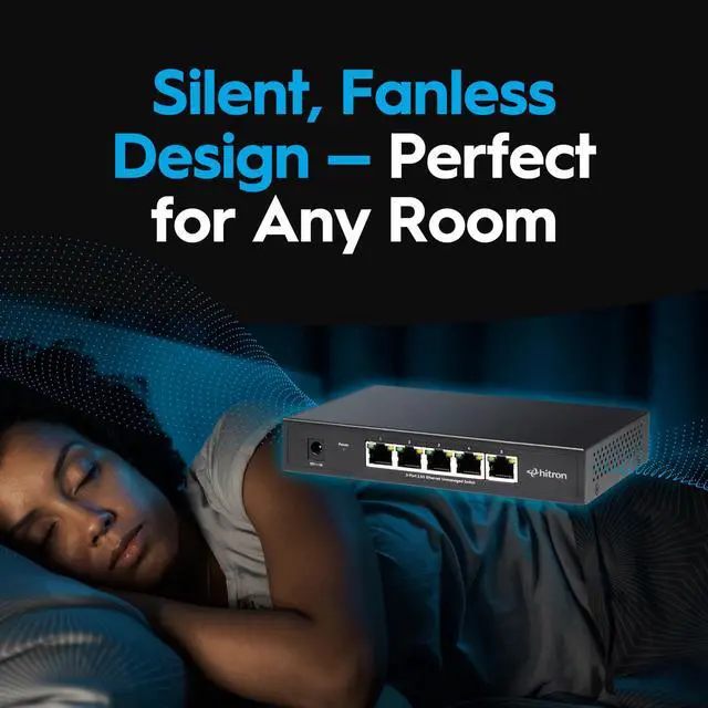 Alt view image 3 of 7 - 5-Port 2.5G Multi-Gig Ethernet Switch (APEX2005), Unmanaged, Fanless Metal Housing, Silent Operation, Ideal for WiFi 6, Gaming, Streaming & Home Office Networks