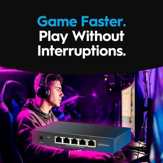 Alt view image 5 of 7 - 5-Port 2.5G Multi-Gig Ethernet Switch (APEX2005), Unmanaged, Fanless Metal Housing, Silent Operation, Ideal for WiFi 6, Gaming, Streaming & Home Office Networks