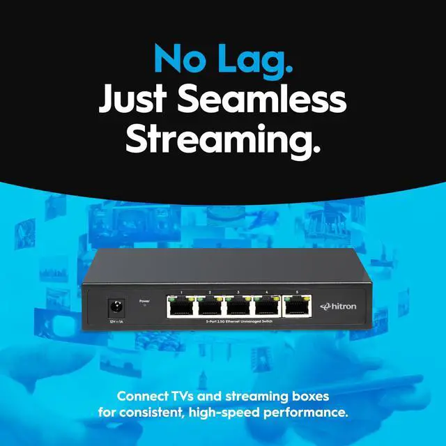 Alt view image 6 of 7 - 5-Port 2.5G Multi-Gig Ethernet Switch (APEX2005), Unmanaged, Fanless Metal Housing, Silent Operation, Ideal for WiFi 6, Gaming, Streaming & Home Office Networks