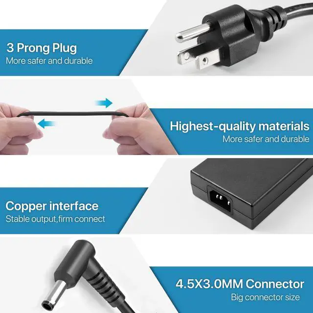 Alt view image 4 of 5 - 200W AC Laptop Charger Power Adapter Compatible with MSI Katana A17 A15, Crosshair Bravo 15 17, Creator M16 Z16, Replacement for A21-200P2B Gaming Laptop Power Supply