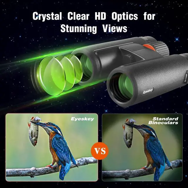 Alt view image 3 of 7 - 10x42 HD Binoculars for Adults High Powered with Low Light Night Vision Lightweight Waterproof Binoculars with Smartphone Adapter for Hunting, Bird Watching, Stargazing & Outdoor Travel