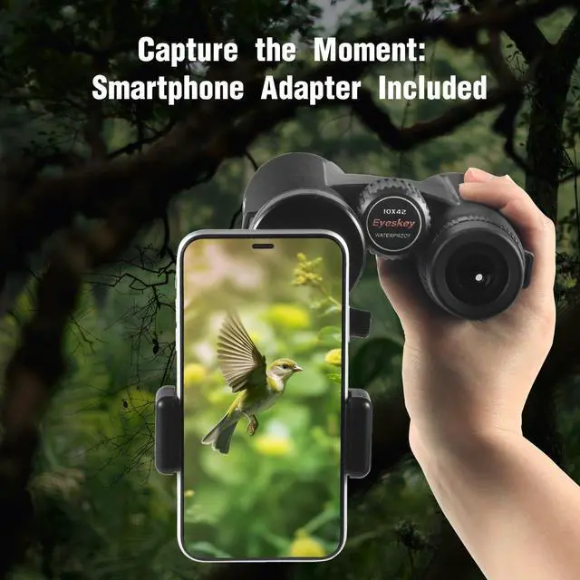 Alt view image 2 of 7 - 10x42 HD Binoculars for Adults High Powered with Low Light Night Vision Lightweight Waterproof Binoculars with Smartphone Adapter for Hunting, Bird Watching, Stargazing & Outdoor Travel