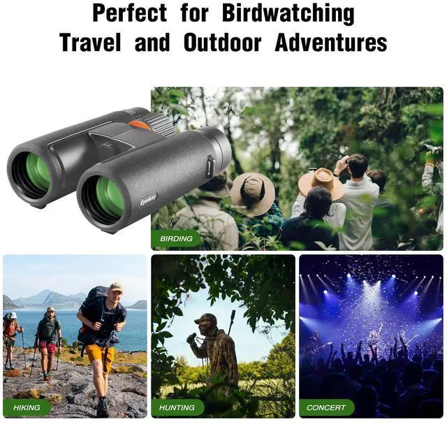 Alt view image 6 of 7 - 10x42 HD Binoculars for Adults High Powered with Low Light Night Vision Lightweight Waterproof Binoculars with Smartphone Adapter for Hunting, Bird Watching, Stargazing & Outdoor Travel