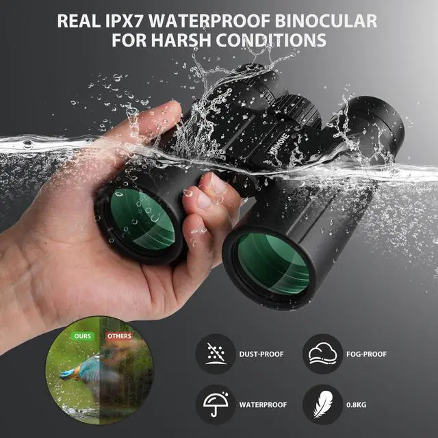 Alt view image 3 of 7 - UHD 12X42 Waterproof Binocular with Phone Adapter,BAK4 Prism,FMC Lens,High Power Long Range Binoculars for Adults & Teens Hiking Wildlife Bird Watching,Outdoor Adventures,Sports,Travel,Concerts