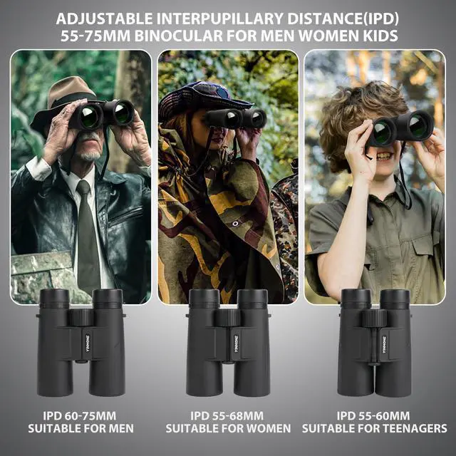 Alt view image 7 of 7 - UHD 12X42 Waterproof Binocular with Phone Adapter,BAK4 Prism,FMC Lens,High Power Long Range Binoculars for Adults & Teens Hiking Wildlife Bird Watching,Outdoor Adventures,Sports,Travel,Concerts