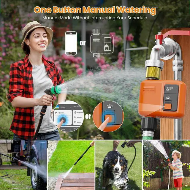 Alt view image 5 of 6 - WiFi Water Timer for Garden Hose, Smart Sprinkler Timer with 984ft Long Range, Strong Wall Penetration, APP & Remote Control, Voice Control, Rain Delay, Manual Mode, Watering System (1 Outlet,2pcs)