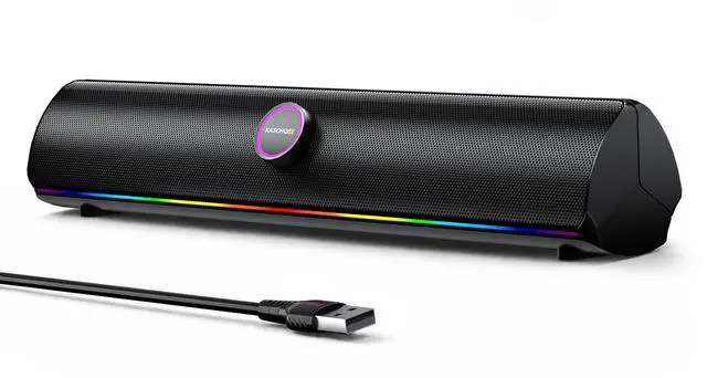 Main image of Computer Speakers for Desktop PC, Bluetooth 5.4 Sound Bar with Bass Boost, RGB Light Modes & Touch Buttons HiFi Stereo USB Speakers for Gaming, Movies, Music, and Home Office