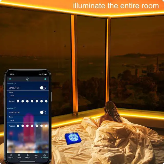 Alt view image 4 of 6 - 82Ft/25m LED Strip Lights, Music Sync Color Changing RGB LED Strip Built-in Mic, Bluetooth APP Controlled Home Lighting for Living Room Kitchen (APP+Remote+Mic+Music)