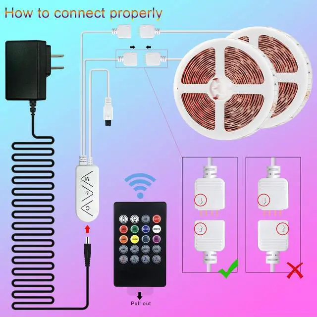 Alt view image 5 of 6 - 82Ft/25m LED Strip Lights, Music Sync Color Changing RGB LED Strip Built-in Mic, Bluetooth APP Controlled Home Lighting for Living Room Kitchen (APP+Remote+Mic+Music)