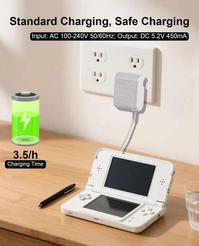 Alt view image 4 of 7 - DS Lite Charger Kit, AC Power Adapter & USB Charging Cable for Nintendo DS Lite Wall Plug Charger Cord
