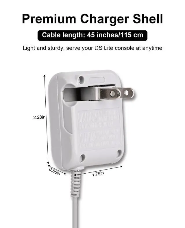 Alt view image 5 of 7 - DS Lite Charger Kit, AC Power Adapter & USB Charging Cable for Nintendo DS Lite Wall Plug Charger Cord