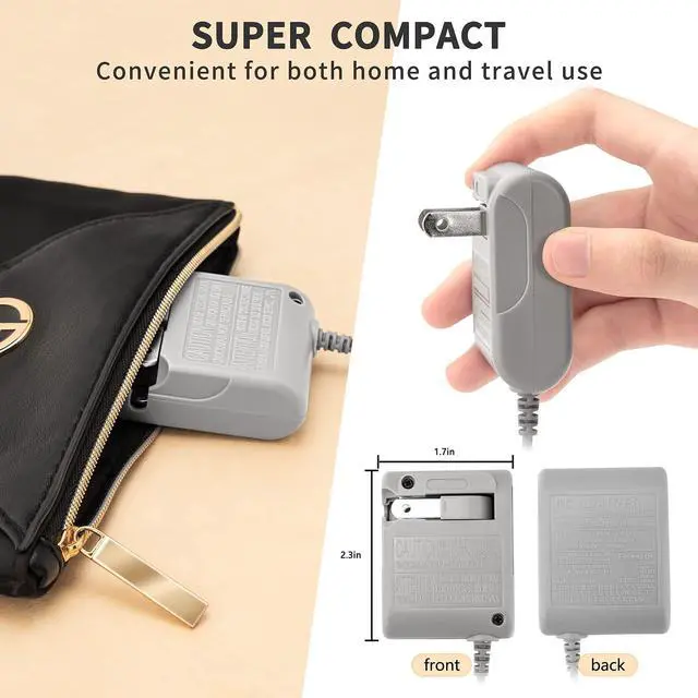 Alt view image 7 of 7 - DS Lite Charger, DS Charger Cable NDS Lite AC Adapter for Nintendo NDSL DS Lite Power Cable & Charging Cord with Earbuds Kit 5.2V 450mA (110-240v)