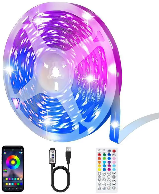 Main image of LED Lights for Bedroom, 65ft Smart RGB Music Sync Bluetooth App & Remote Control, USB-Powered LED Strip Lights, Gaming, Bedroom, PC, Home Theater,Parlor,Room
