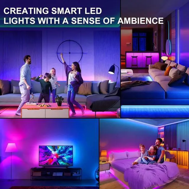 Alt view image 4 of 7 - LED Lights for Bedroom, 65ft Smart RGB Music Sync Bluetooth App & Remote Control, USB-Powered LED Strip Lights, Gaming, Bedroom, PC, Home Theater,Parlor,Room