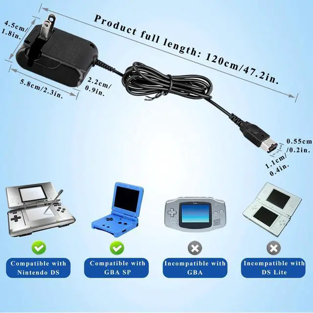 Alt view image 7 of 7 - US AC Home Wall Power Supply Charger Adapter Cable for Nintendo DS NDS GBA SP