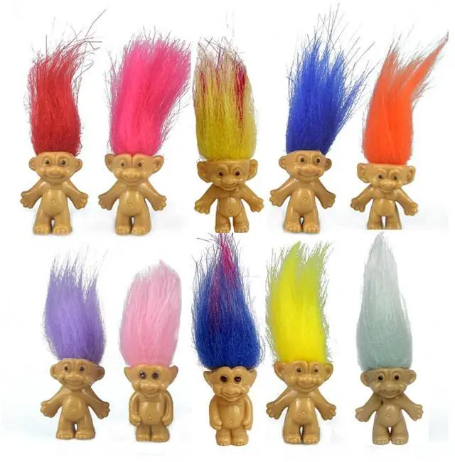 Main image of 10PCS Mini troll Dolls, Assorted Hair Colors Vintage troll Dolls Action Figures 1.2" Cake Toppers Chromatic Adorable Cute Little Guys Collection, School Project, Arts Crafts, Party Favors