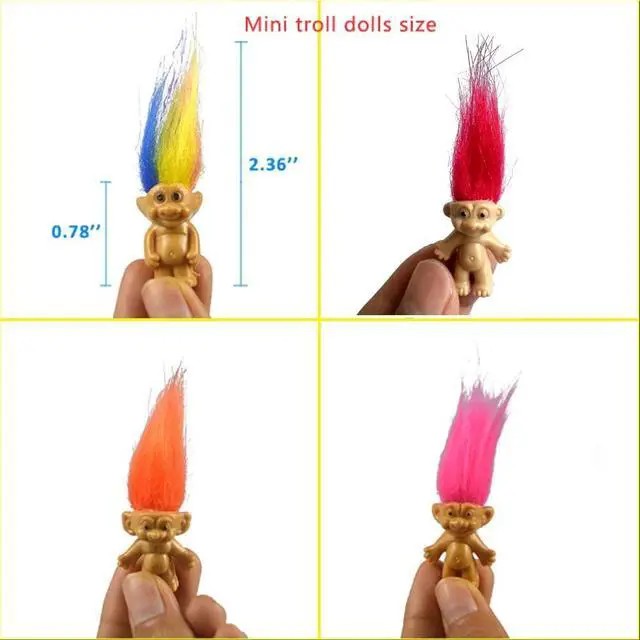 Alt view image 3 of 7 - 10PCS Mini troll Dolls, Assorted Hair Colors Vintage troll Dolls Action Figures 1.2" Cake Toppers Chromatic Adorable Cute Little Guys Collection, School Project, Arts Crafts, Party Favors